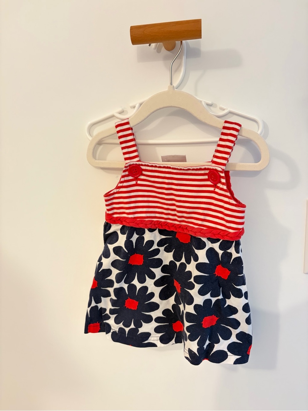 Hanna Andersson Red & Navy Floral Stripe Tunic (size 90)